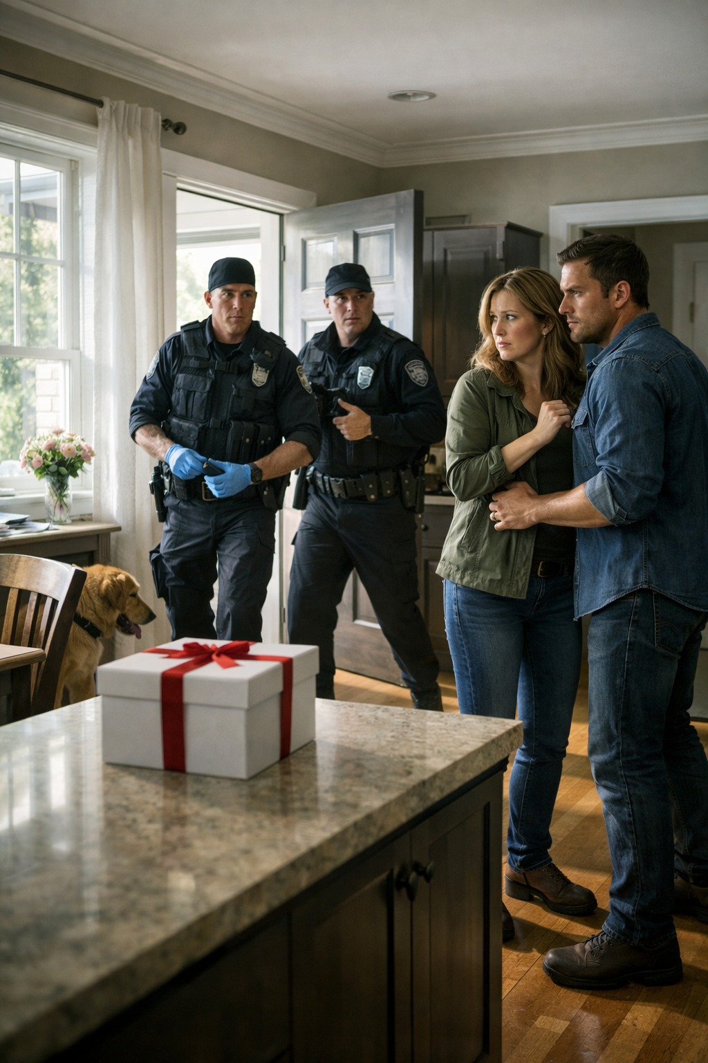 Születésnapomra a szüleim egy ajándékdobozt küldtek nekem. A férjem ránézett és azt mondta: “NE NYISD KI!” Megkérdeztem: “Miért?” “Nem látod?!” Közelebb mentem… és megdermedtem. Nem nyitottam ki. Inkább ezt tettem. Harminc perccel később a rendőrök az ajtóban álltak… –