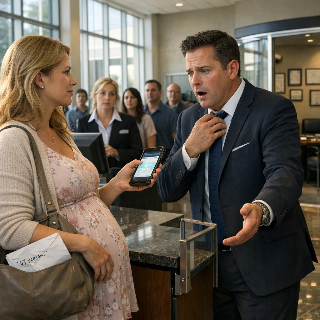 A saját babaváró bulimon az anyósom átnyújtott egy fehér borítékot, és bejelentette: „Negyvenhét ok, amiért a fiamnak el kellene válnia tőled”, és miközben ötven ember nevetett a sárga lufik alatt, én nem vitatkoztam – felhívtam a First Nationalt, megnyitottam a banki alkalmazásomat, és néztem, ahogy a fiókvezető elhallgat, kiszárad az arcából a vér, és integetve visszamegy az irodájába.