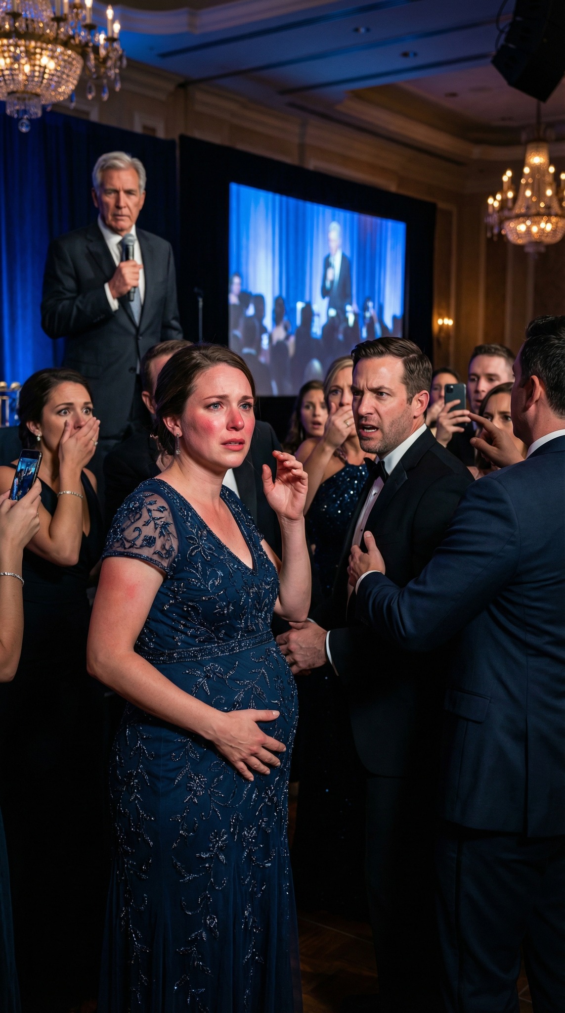 A bálterem úgy csillogott, mint egy hazugság. Felemeltem a poharamat – pofon. Égett az arcom. Újra. Újra. A selyembe öltözött vendégek úgy tettek, mintha nem látnák, miközben a hasamhoz kaptam, és azt suttogtam: „Hagyd abba… Terhes vagyok.” Előrehajolt, és a kameráknak mosolygott. „Akkor ne hozz zavarba.” Ekkor apám fellépett a színpadra, megragadta a mikrofont, és azt mondta: „Mindenki megérdemli az igazságot – róla, és a mai estéről.” A képernyők villogni kezdtek. És a férjem arca végre megváltozott.