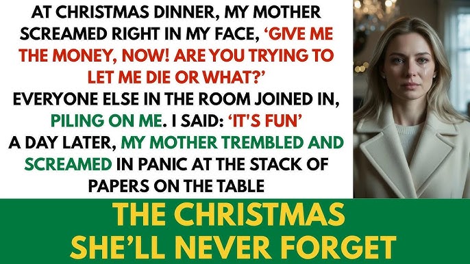A karácsonyi vacsorán anyám egyenesen az arcomba üvöltötte: „Add ide a pénzt, most! Megpróbálsz hagyni meghalni, vagy mi?” Mindenki más is csatlakozott hozzám a teremben, és rám zúdult. Én egyszerűen csak annyit mondtam: „Jó móka.” Egy nappal később anyám remegett és pánikba esve sikoltozott, miközben az asztalon heverő papírkupacot bámulta. Egy olyan karácsony, amit soha nem fog elfelejteni.