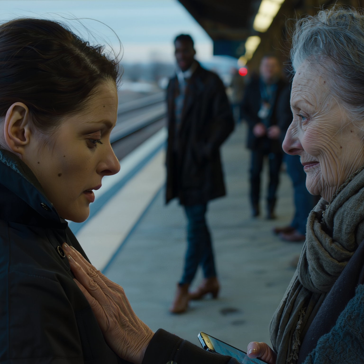 Siettem, hogy elérjem a vonatot, de véletlenül elejtettem a telefonomat az állomáson. Egy idősebb nő, átható tekintettel, visszaadta nekem ezekkel a szavakkal: “Ne szállj fel a vonatra, menj haza, és bújj el a szekrényben, ne kérdezd! Később mindent megértesz.” Leintettemmel elhessegettem, de nem szálltam fel a vonatra, otthon ültem a szekrényben. Azt hittem, megőrültem, aztán hallottam…