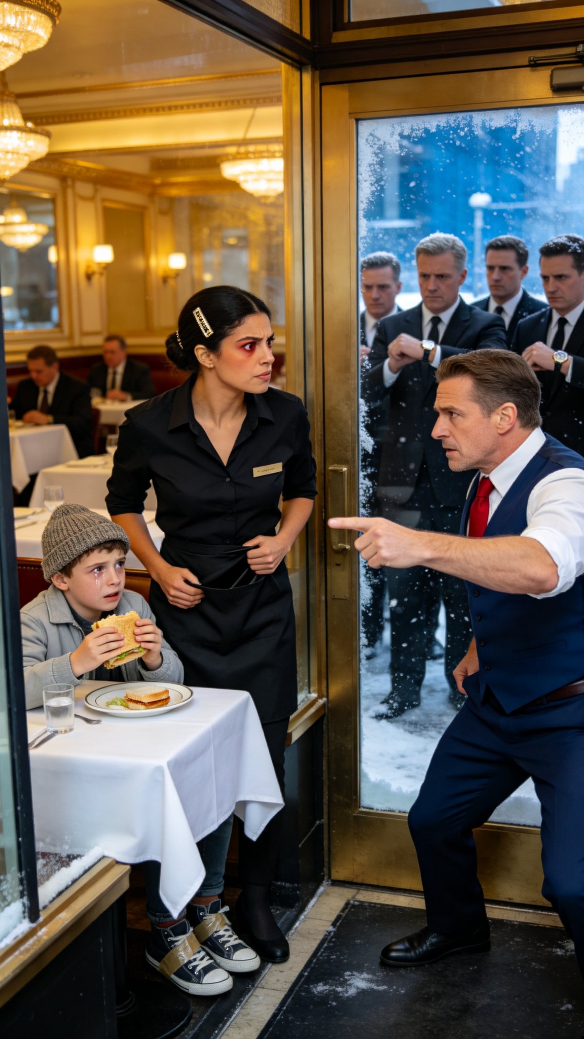 Felszolgált egy tál levest egy éhes kisfiúnak – és az étterem igazgatója azonnal kirúgta, hogy lenyűgözze a gazdag üzletembereket. Estére a videója vírusként terjedt… és a rendőrség kiderítette, hogy a gyerek nemcsak hajléktalan – eltűnt.