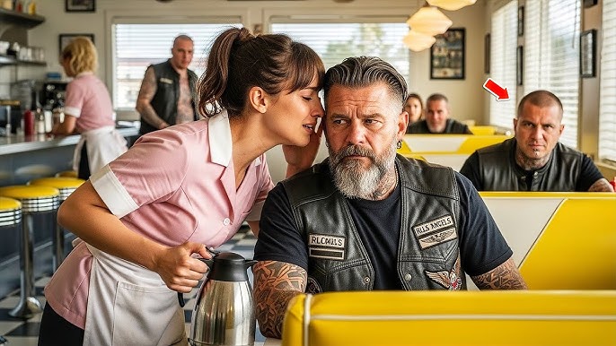 Motorosok keltenek feszültséget az étteremben Az aranyóra beszivárog a Riverside Diner ablakain, meleg csíkot húzva maga után