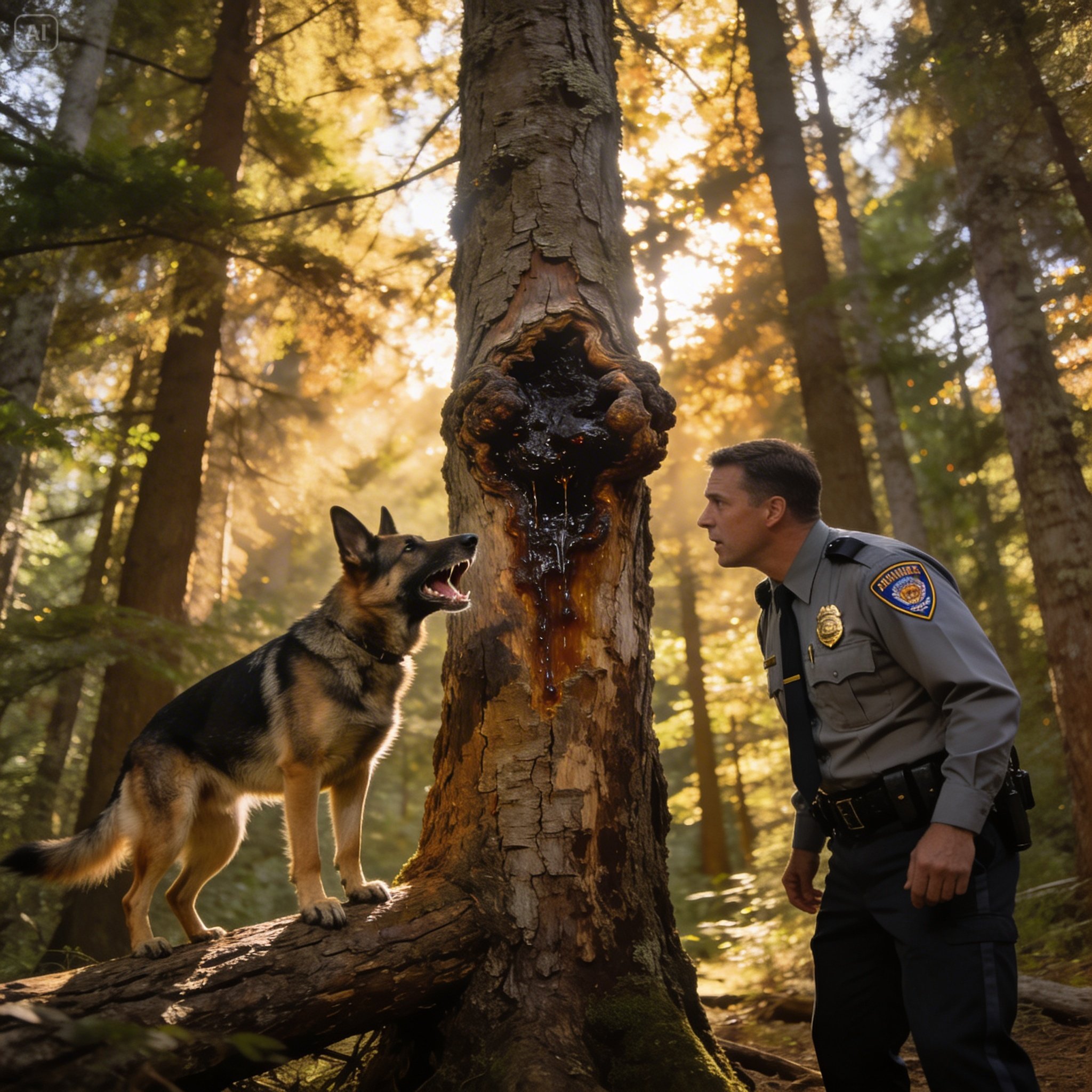 „Azt hittem, tíz évnyi rendőri pályafutásom mindenre felkészített, de amikor a hűségesen hűséges K-9-es társam kétségbeesetten tépni kezdett egy vérző tölgyfát a semmi közepén, a törzs belsejéből hallatszó tompa hangtól azonnal megfagyott a vér bennem…”