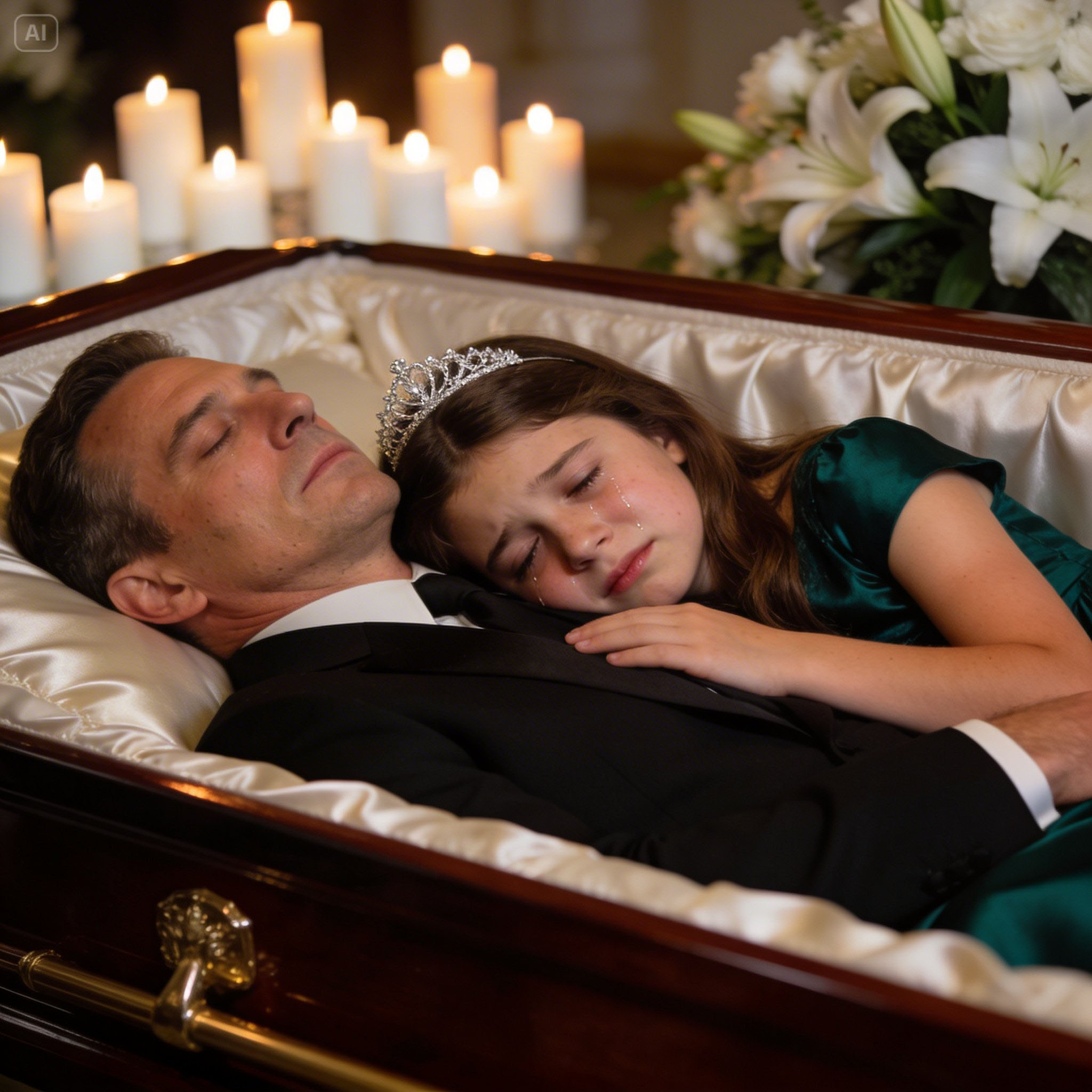 Egy 8 éves kislány órákig állt apja koporsója mellett… Aztán történt valami, amitől mindenki lefagyott