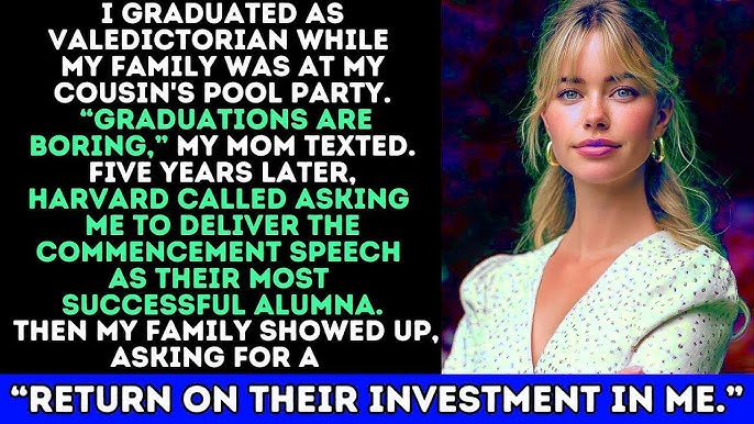 Búcsúként végeztem, miközben a családom az unokatestvérem medencepartin volt. Anyukám üzenetet küldött: „a ballagások unalmasak”. Öt évvel később a Harvard felhívott, hogy mondjam el a diplomaosztó beszédet, mint a legsikeresebb öregdiákjuk, majd a családom megjelent, és azt kérték, hogy „megtérüljön a belém fektetett befektetésük”.