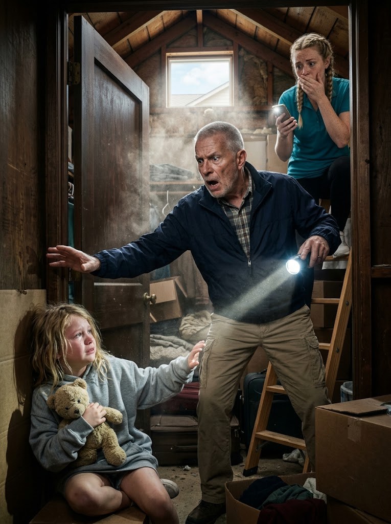 FELFELVETTEM EGY TAKARÍTÓT A FIAMHÁZÁHOZ, MIKÖZBEN Ő ÉS AZ INFLUENCE FELESÉGE HAWAII-ON VAGYTAK – EGY ÓRÁVAL KÉSŐBB A FIA SUTTOGTA: „URAM… VALAKI SÍR A PADLÁSON, ÉS NEM TÉVÉ.” NYUGDÍJAS SZOCIÁLIS MUNKÁS VAGYOK, SZÓVAL ÚGY VEZETTEM, MINTHA AZ ÉLETEM FÜGGENÉ TŐLE, BETÖRŐRE VAGY TÖRÖTT CSŐRE VÁRVA… DE A HANG HALÁLOS, REMEGESKEDŐ ÉS EMBERI VOLT. AMIKOR LEHÚZTAM A PADLÁSLÉTRÁT, A HÁZ CSENDES VOLT – AMÍG A ZOKOgás ÚJRA ELKEZDŐDÖTT EGY SARKBAN ÁLLÓ FASZEKRÉNYBŐL. KINYITOTTAM AZ AJTÓT… ÉS EGY KISLÁNY FELNÉZETT RÁM, ÉS AZT SUTTOGTA: „KÉRLEK… NE MONDJÁTOK EL DENNISNEK.”