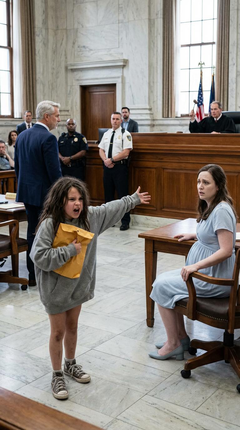 Épp amikor 980 millió dollárt készült átutalni terhes volt feleségének, a tárgyalóterem ajtaja kivágódott, és egy hajléktalan lány rohant be egy kopott borítékkal. A baba valódi apjáról tett sokkoló állítása mindenkit megdöbbentett, és azonnal mindent megállított.