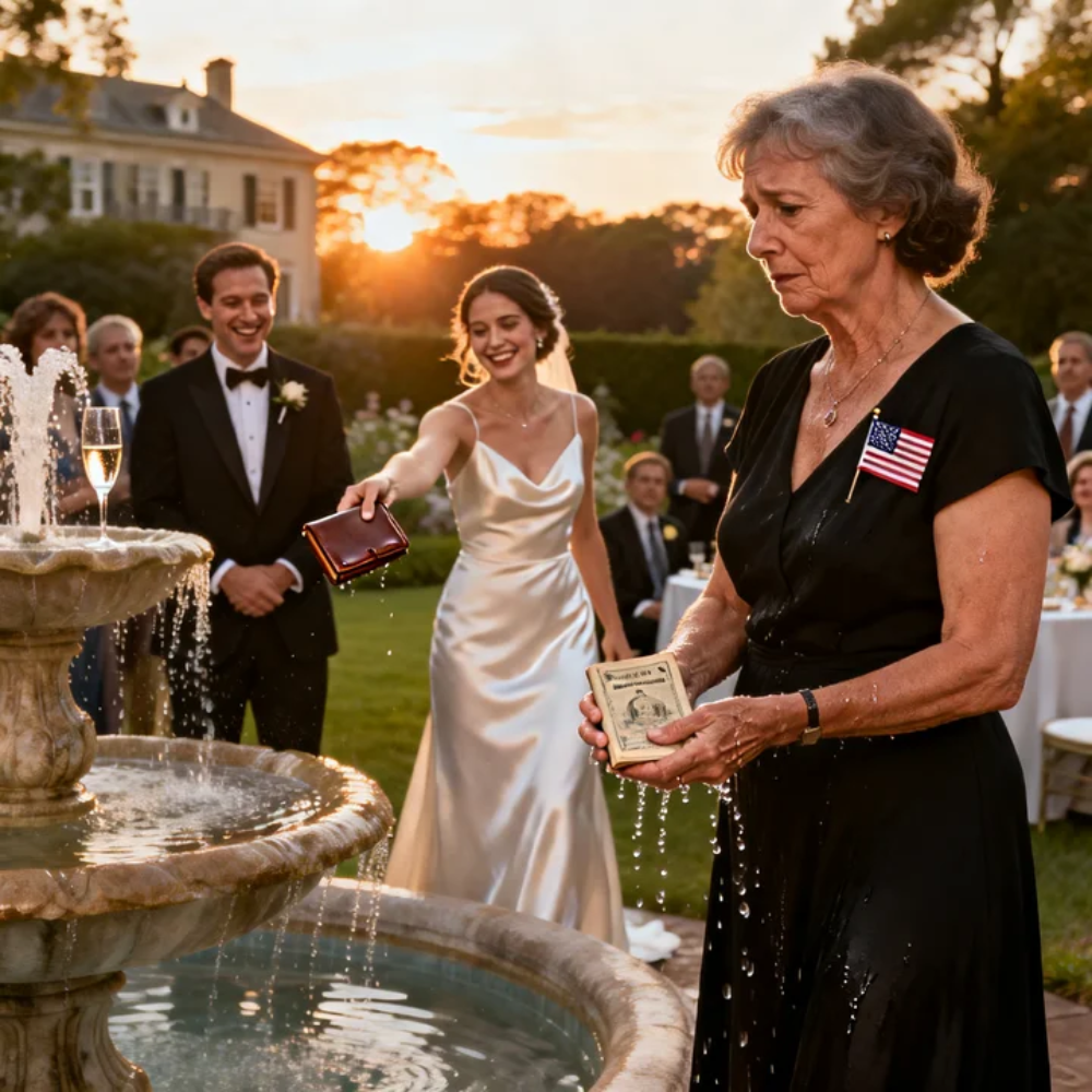 A lányom esküvőjén adtam neki egy régi betétkönyvet. A lányom bedobta a szökőkútba, és azt mondta: „Csak néhány bankjegy van itt, anya?” A gazdag férje vigyorogva hozzátette: „Anyukád amúgy is csak takarítónő.” Kimentem. Másnap reggel elmentem a bankba. A pénztáros elsápadt, és azt mondta: „Asszonyom… ne menjen el.”