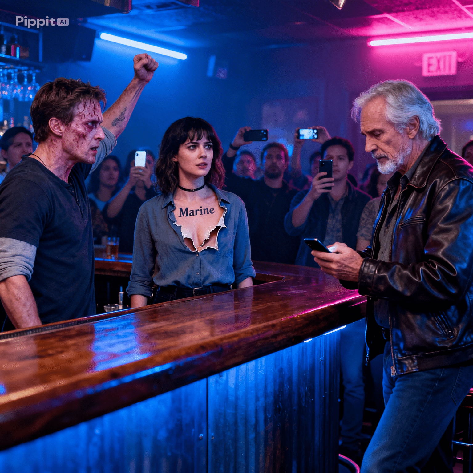 Két szolgálaton kívüli zsaru sétált be a báromba, mintha az övék lenne az egész hely. Az egyik megragadta az ingemet, és megrántotta – olyan erősen, hogy elszakadt. Az anyag elszakadt, és a terem elcsendesedett. Mert a neonfényben mindenki láthatta a mellkasomra tetovált sas, földgömb és horgony feliratot.