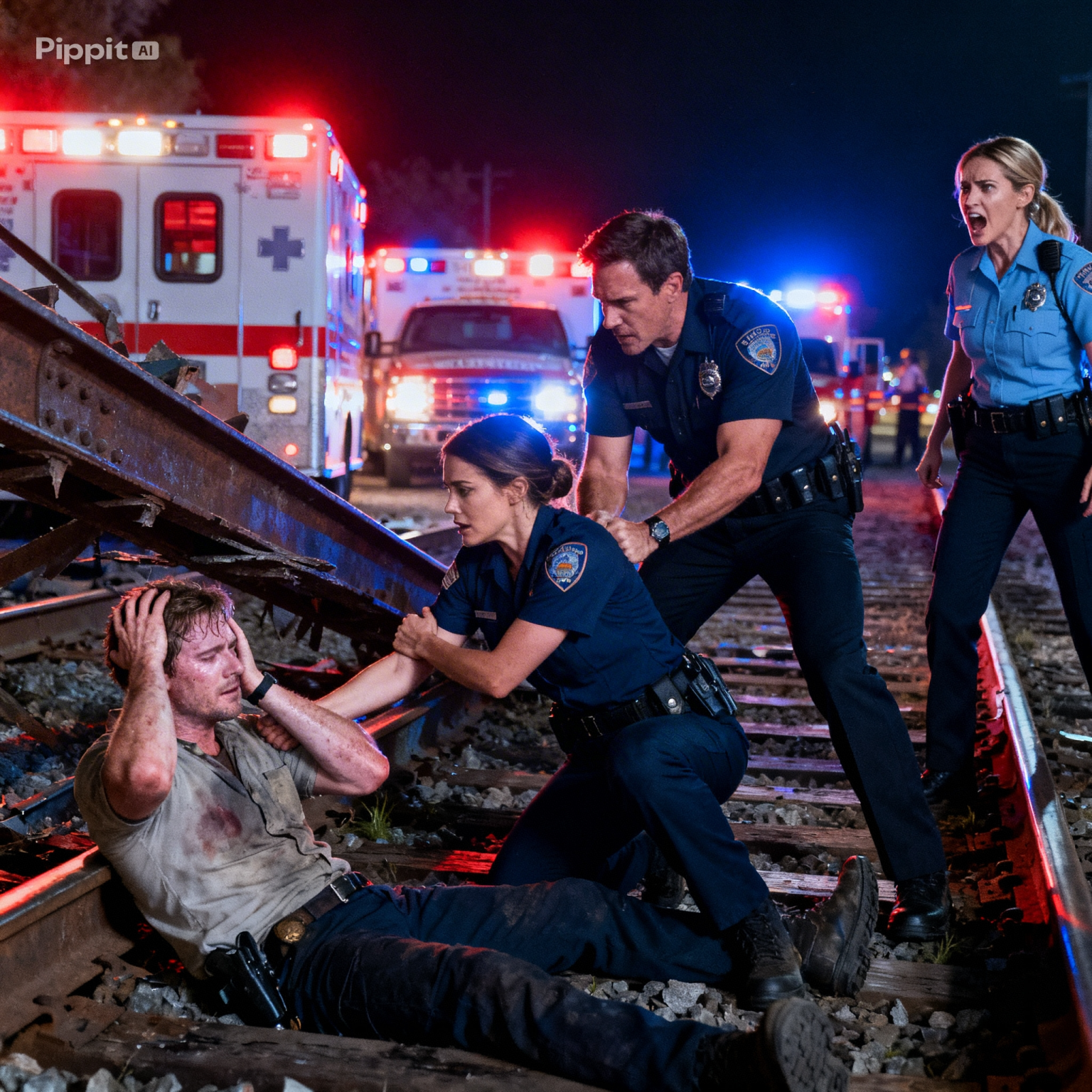 Egy tiszt megragadta a karomat, miközben egy acélgerenda alá szorult munkást stabilizáltam. „Kelj fel!” – mondta. Én nem voltam hajlandó. Még erősebben rántott, a kezem leesett, a beteg pedig felsikoltott. Aztán megbilincselt „útakadályozás” miatt.