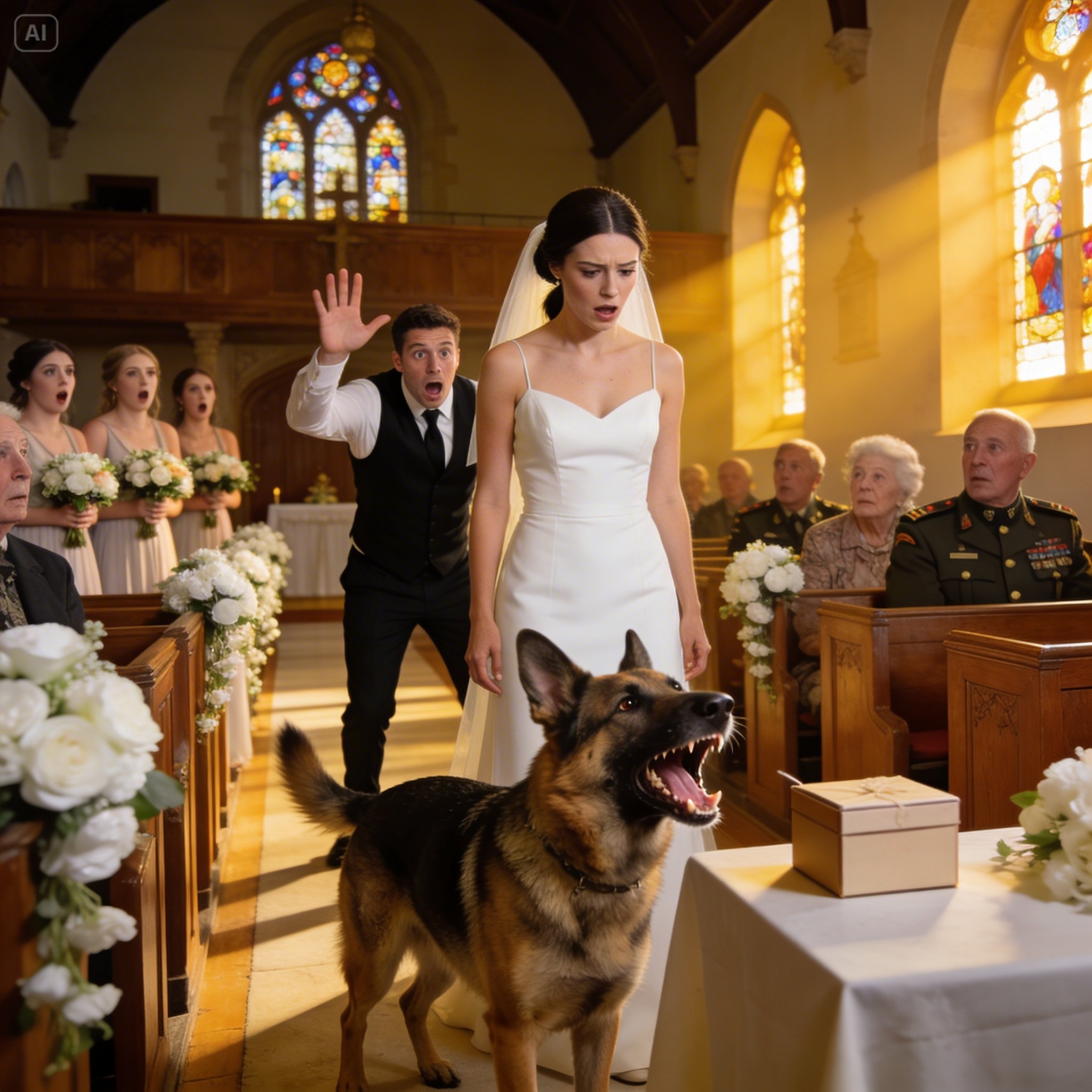 K-9-es partnerem, Shadow hirtelen elállta a folyosót, és olyan halálos intenzitással morgott a vőlegényemre, amilyet csak nagy téttel járó rajtaütések során láttam, jelezve egy rémisztő igazságot, ami álomesküvőmet bűntény helyszínévé változtatja, és örökre tönkreteszi az életemet.